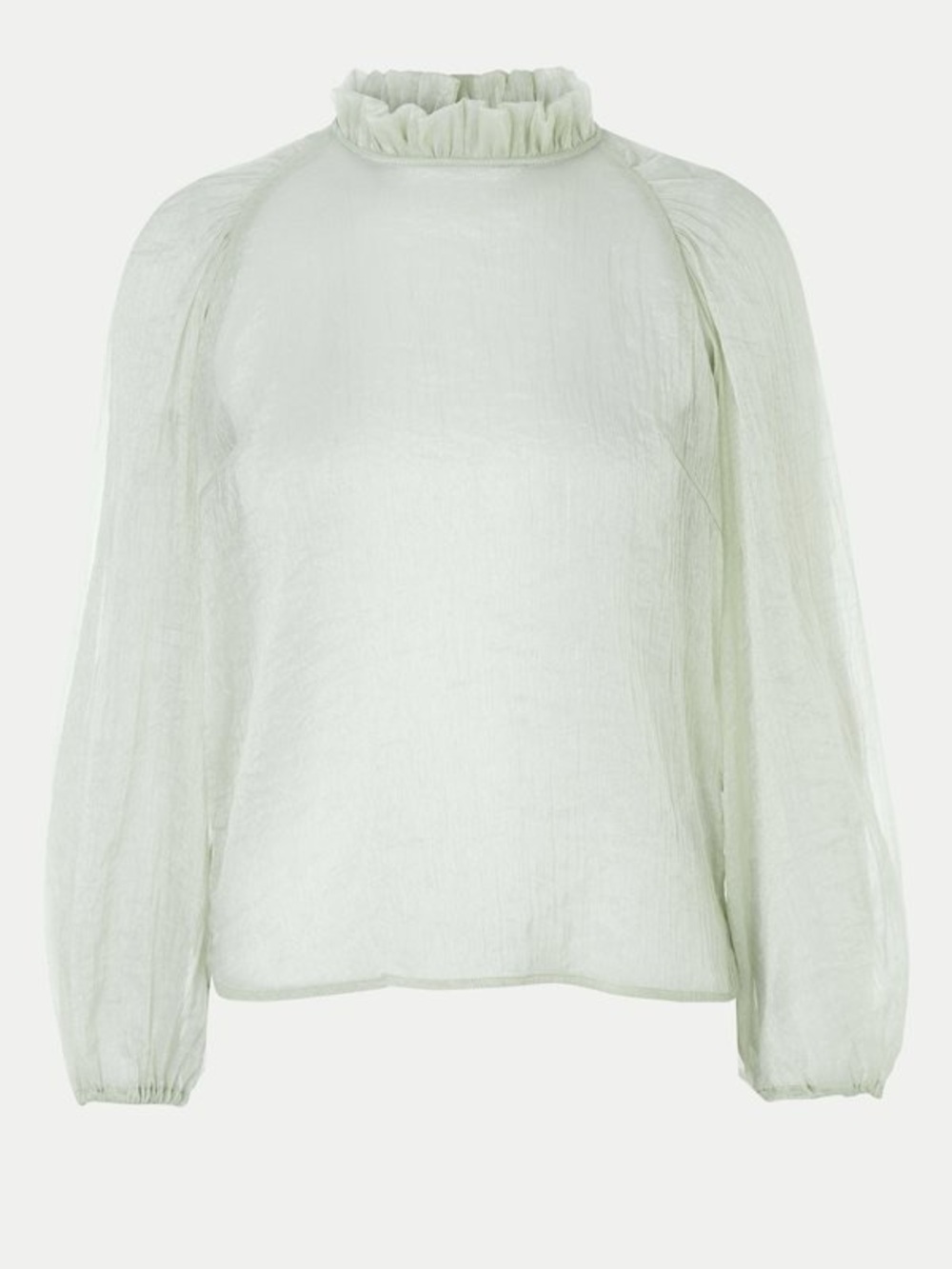 Just Female small Sanne top pale green chiffon ruffle